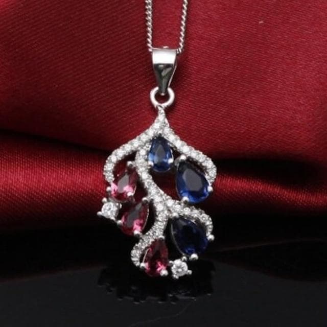【米蘭精品】現貨+預購 925純銀項鍊水晶吊墜精美葉子設計唯美情人節生日聖誕節交換禮物女飾品73df20