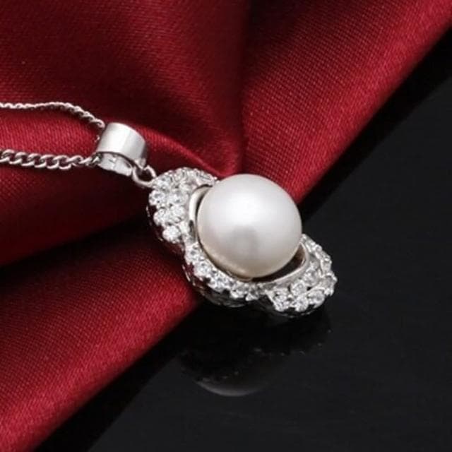 【米蘭精品】現貨+預購 925純銀項鍊珍珠吊墜精美鑲鑽花朵造型情人節生日聖誕節交換禮物女飾品73dh22