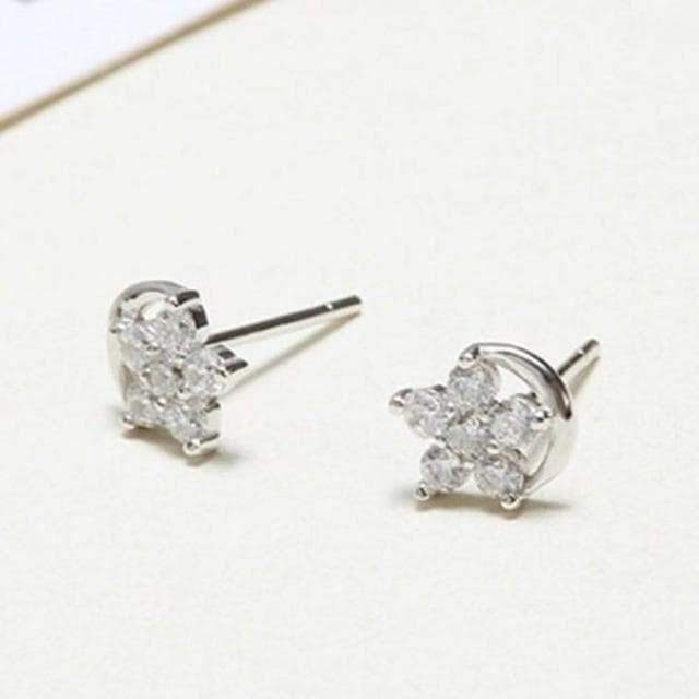 【米蘭精品】現貨+預購 925純銀耳環鑲鑽耳飾時尚百搭梅花造型情人節生日聖誕節交換禮物女飾品73dy23