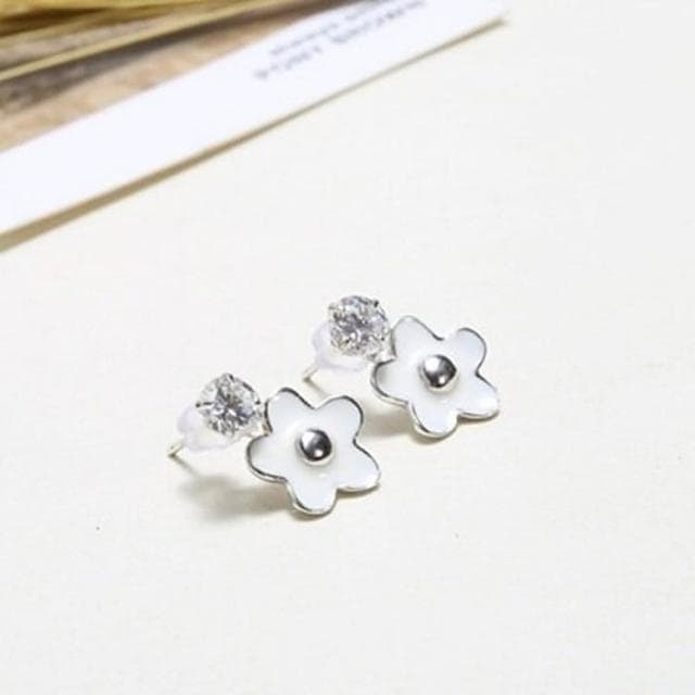 【米蘭精品】現貨+預購 925純銀耳環鑲鑽耳飾簡約花朵造型情人節生日聖誕節交換禮物女飾品73dy56