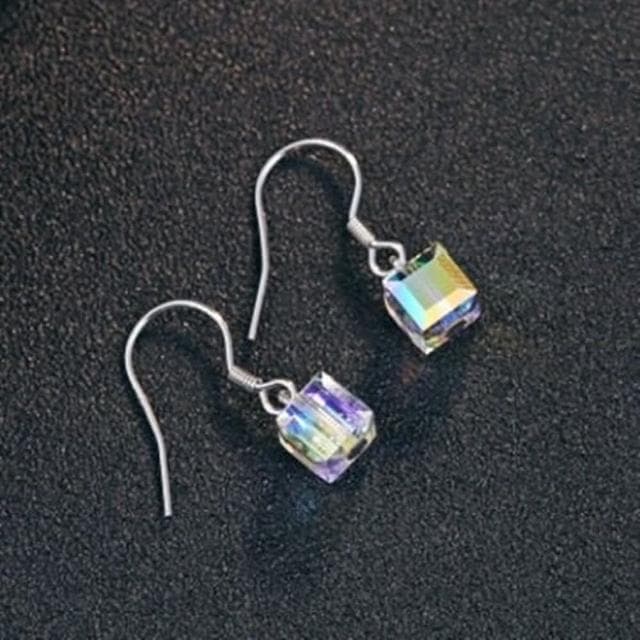 【米蘭精品】現貨+預購 925純銀耳環耳飾魔方水晶造型情人節生日聖誕節交換禮物女飾品73dy62