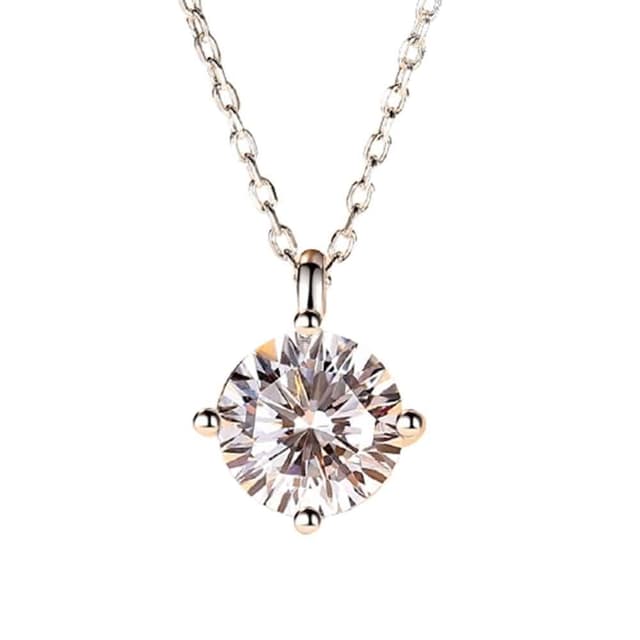 【米蘭精品】現貨+預購 莫桑鑽項鍊925純銀吊墜2ct四爪鑲嵌單鑽聖誕節情人節生日禮物女飾品73yk27
