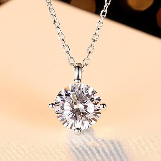 【米蘭精品】現貨+預購 莫桑鑽項鍊925純銀吊墜2ct四爪鑲嵌單鑽聖誕節情人節生日禮物女飾品73yk27