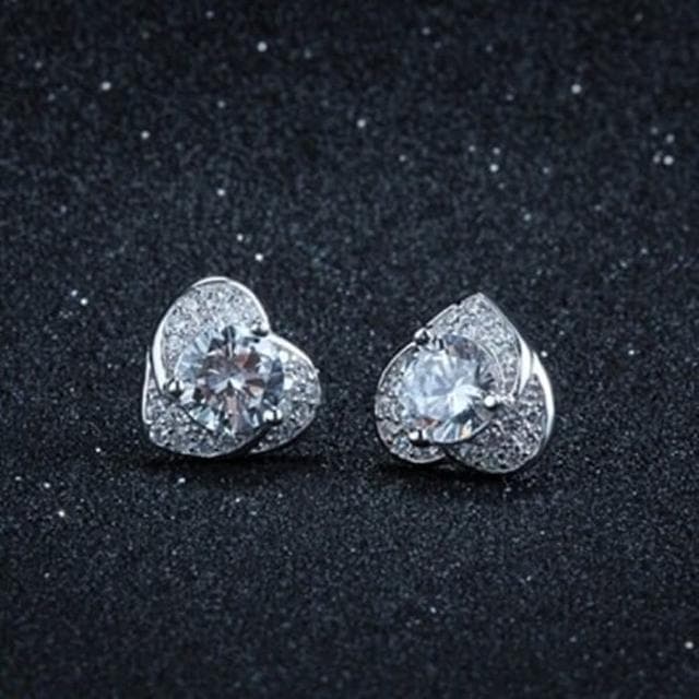【米蘭精品】現貨+預購 925純銀耳環鑲鑽耳飾百搭愛心造型情人節生日聖誕節交換禮物女飾品73dy64