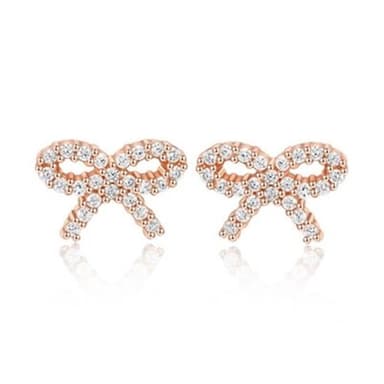 【米蘭精品】現貨+預購 925純銀玫瑰金耳環鑲鑽優雅蝴蝶結造型情人節生日聖誕節交換禮物女飾品73dy89