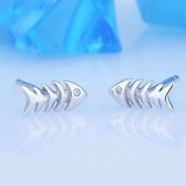 【米蘭精品】現貨+預購 925純銀耳環鑲鑽耳飾可愛魚骨頭造型情人節生日聖誕節交換禮物女飾品73dy126