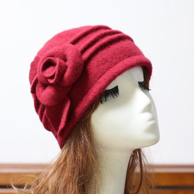 【米蘭精品】現貨+預購 羊毛帽禮帽盆帽毛呢花朵保暖針織女帽子情人節生日聖誕節交換禮物6色74bm5