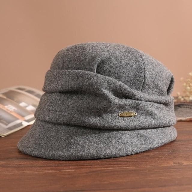 【米蘭精品】現貨秒發 羊毛帽漁夫帽-保暖毛呢盆帽純色加絨褶皺女帽子情人節生日聖誕節交換禮物4色74bn5