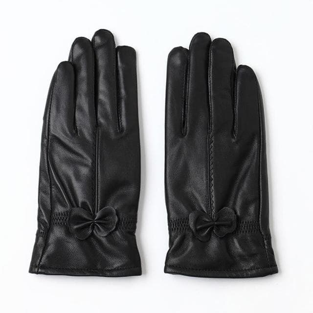 【米蘭精品】現貨+預購 真皮手套羊皮手套保暖綿羊皮加絨拼皮蝴蝶結女手套情人節生日聖誕節交換禮物73wm59