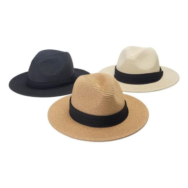 【米蘭精品】現貨+預購 草帽防曬爵士帽簡約織帶裝飾巴拿馬帽男女帽子母親節情人節生日禮物3色74bw4