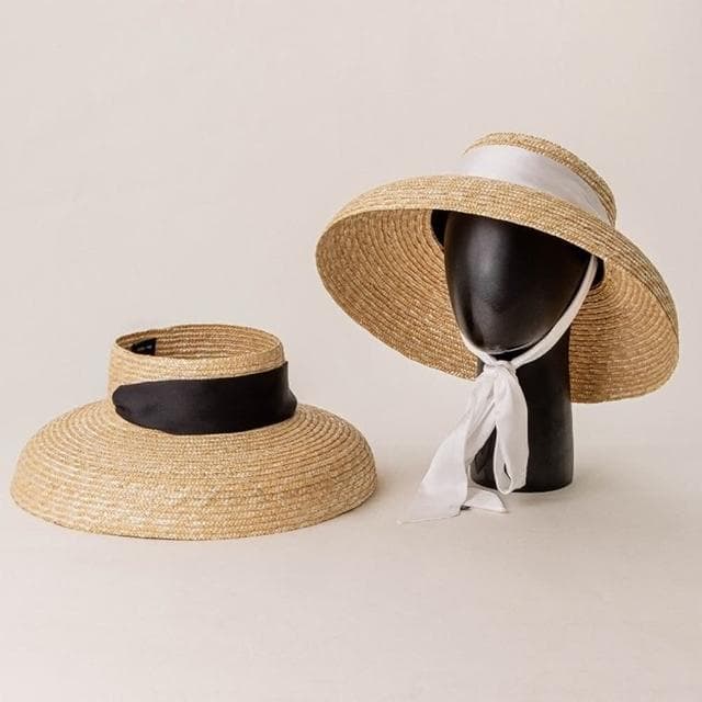 【米蘭精品】現貨+預購 草帽防曬空頂帽綁帶大簷復古女帽子母親節情人節生日聖誕節交換禮物2色74bw20