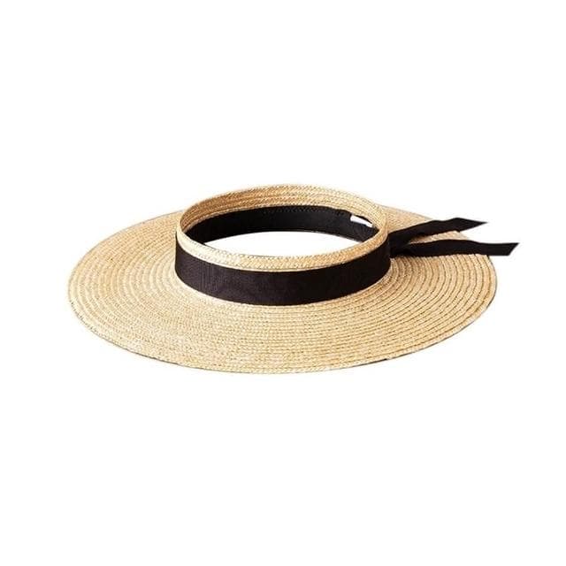 【米蘭精品】現貨+預購 草帽防曬空頂帽大簷飄帶春夏女帽子母親節情人節生日聖誕節交換禮物74bw26