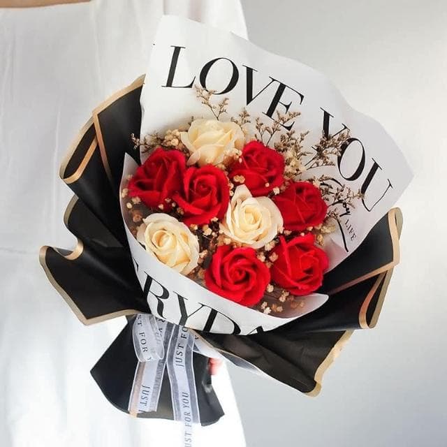 GIFTME5 輕奢風創意花束禮袋套裝 玫瑰花 花束 永生花 禮盒 花束套組 畢業禮物 情人節禮物 生日禮