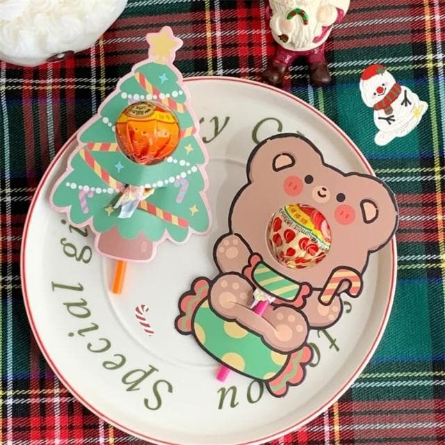 6入 糖果裝飾卡 棒棒糖卡片 禮物裝飾卡 聖誕節 生日派對 DIY糖果裝飾紙卡 幼稚園生日小禮物 婚