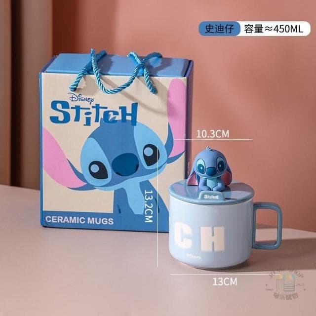 【Disney 迪士尼】史迪奇  現貨 禮物 禮盒裝 情侶杯 🏰 迪士尼 正品 Disney 史迪奇 公仔 陶瓷水杯 馬克杯 帶蓋 杯蓋手機架 交換禮物