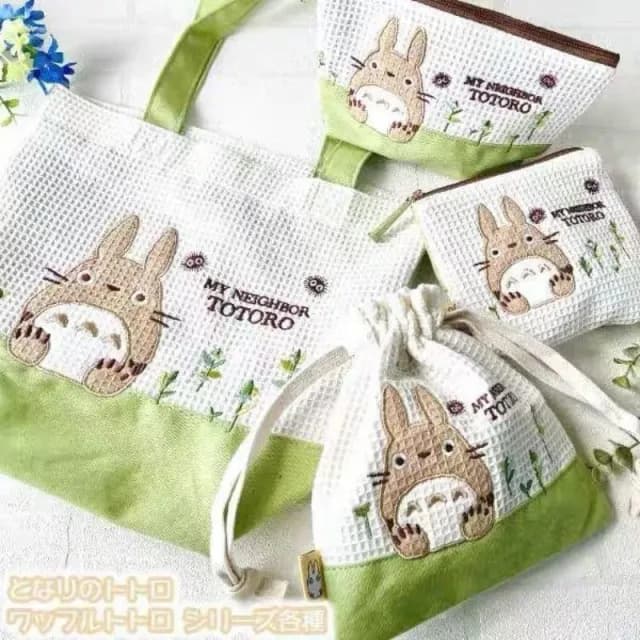 【Marushin 丸真】日本 🇯🇵 龍貓 魔女宅急便 華夫格刺繡 春天系列 宮崎駿  托特包 手提包 束口袋 拉鍊包 零錢包