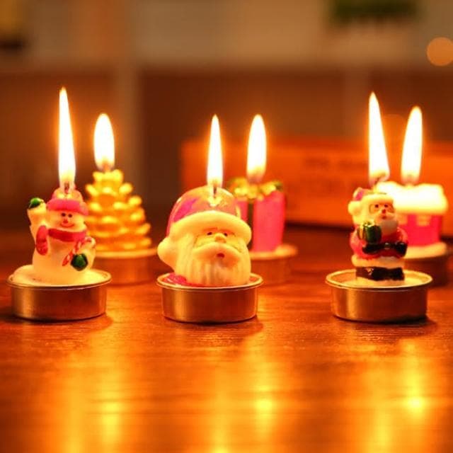 聖誕節蠟燭 三個一組 實拍+台灣出貨 彩繪蠟燭 聖誕節裝飾 聖誕節 佈置 聖誕禮物情人節表白求婚道具 HW46