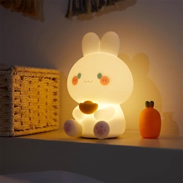 語音控制/可定時 超可愛有前兔小夜燈  兔子夜燈 創意小兔子語音夜燈 生日禮物 兒童禮物 開幕禮 床頭燈 HW29