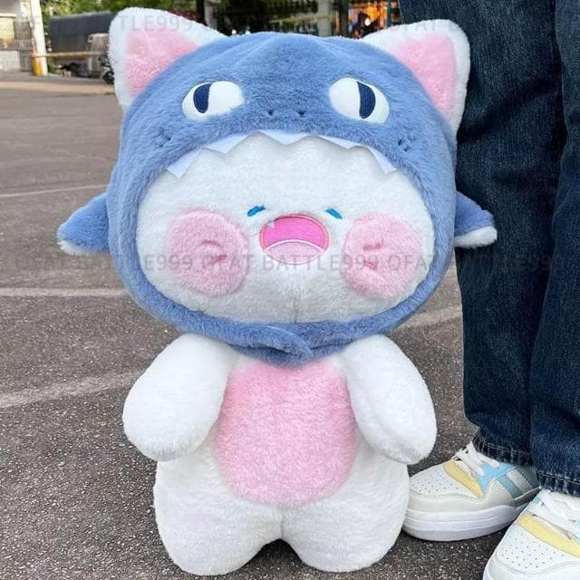超可愛 鯊魚貓抱枕 貓咪娃娃 鯊魚娃娃 藍色鯊魚抱枕 午睡枕 生日禮物 情人節禮物 交換禮物  HL127