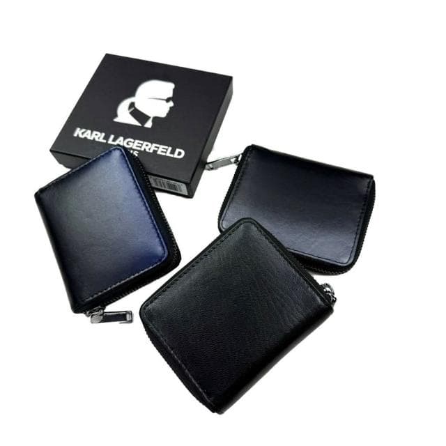 【KARL LAGERFELD 卡爾】卡爾 零錢袋短夾 漸層設計 拉鍊皮夾 Karl 附盒 真皮皮夾 零錢袋 短夾 錢包 生日禮物 送禮  #1014