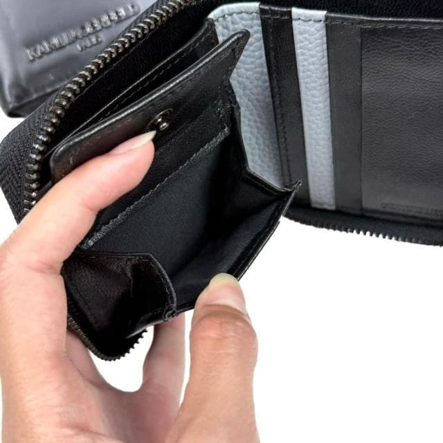 【KARL LAGERFELD 卡爾】卡爾 零錢袋短夾 漸層設計 拉鍊皮夾 Karl 附盒 真皮皮夾 零錢袋 短夾 錢包 生日禮物 送禮  #1014