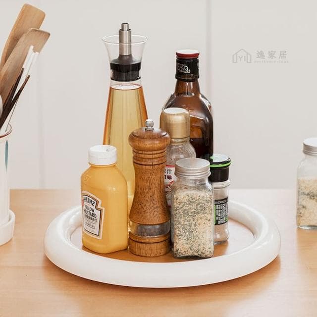 逸家居 日式桌面旋轉收納托盤化妝品 保養品 置物架 可旋轉 梳妝檯 口紅收納盤 北歐風 ins