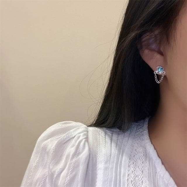 Miss Si 現貨速發 炫彩星河鏈條耳釘套裝組合 s925銀針 小眾設計感輕奢耳飾