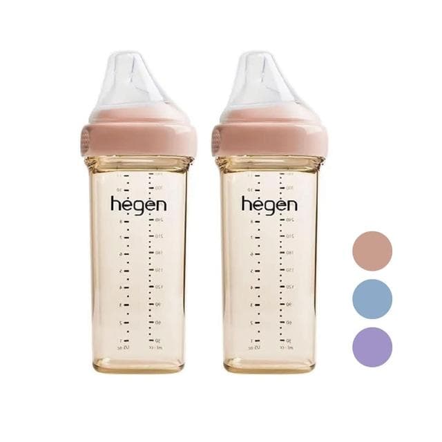 【hegen】金色奇蹟PPSU多功能方圓型寬口奶瓶330ml(雙瓶組/嫣粉/漾紫/沁藍)