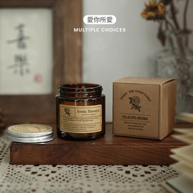 【JOEKI】茶色瓶香氛蠟燭大豆蠟油 茶色玻璃杯 大豆蠟香氛蠟燭 復古棕瓶蠟燭 香氛蠟燭 植物精油蠟燭