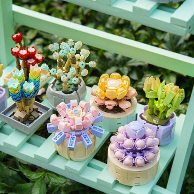 多肉盆栽積木組 積木花 積木盆栽 多肉植物盆栽 交換禮物