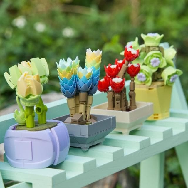 多肉盆栽積木組 積木花 積木盆栽 多肉植物盆栽 交換禮物