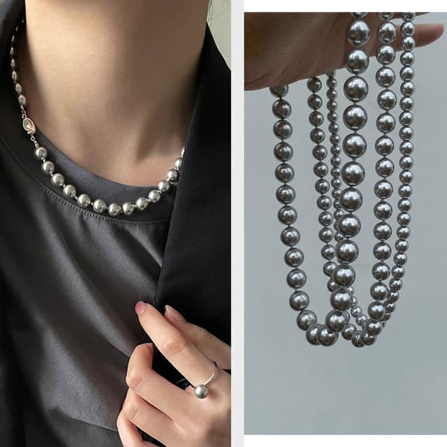 【Paiya 派亞】真多麻銀灰色珍珠項鍊輕奢小眾s925純銀元寶扣珍珠鎖骨鏈交換禮物/過年送禮