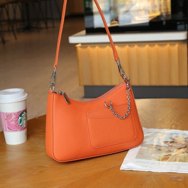 【達賀尊爵】頭層牛皮休閑女包包單肩斜挎包時尚簡約女士手袋多口袋貝殼包實用7色擇一