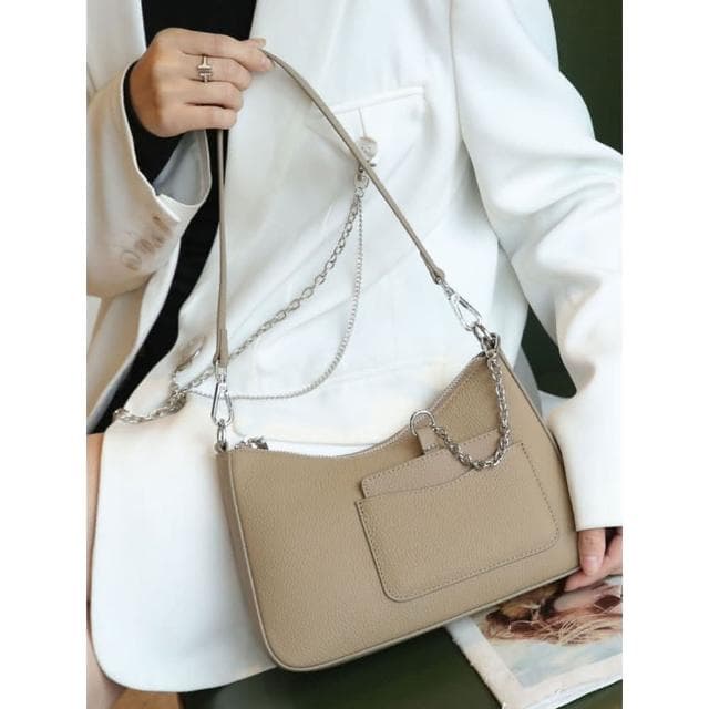 【達賀尊爵】頭層牛皮休閑女包包單肩斜挎包時尚簡約女士手袋多口袋貝殼包實用7色擇一