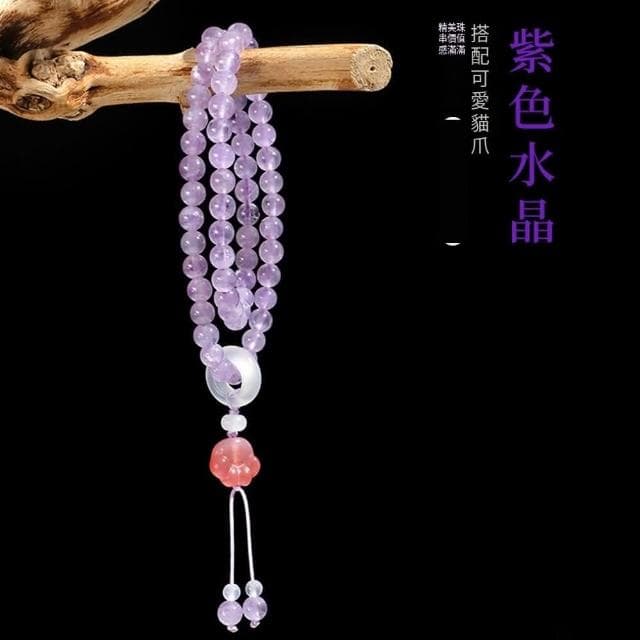 【Paiya 派亞】鹽源瑪瑙貓爪薰衣草紫水晶串珠手鏈女小衆高級感海藍寶粉晶手串交換禮物/過年送禮