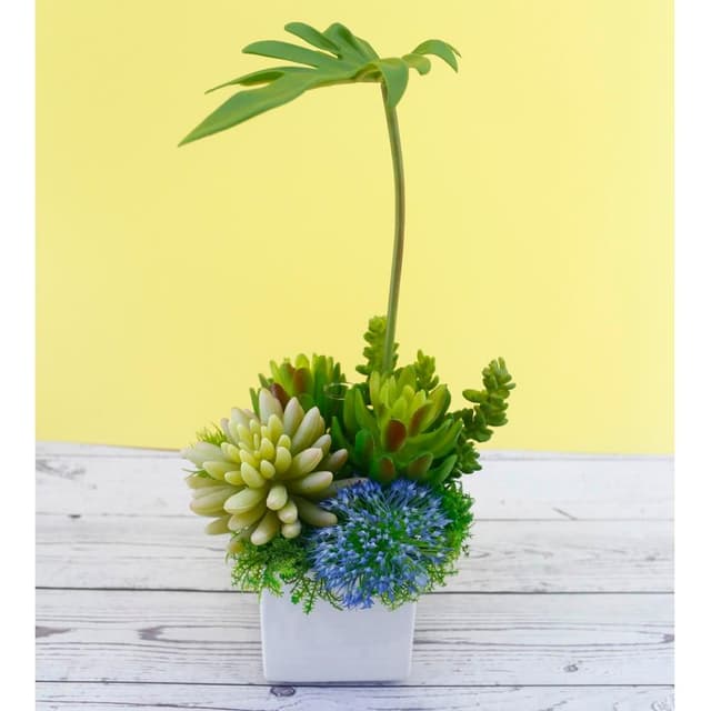 【HUGO DECO 榆果傢飾】春雨葉多肉香氛植栽擬真植物/人造盆栽/綠化/佈置/禮物