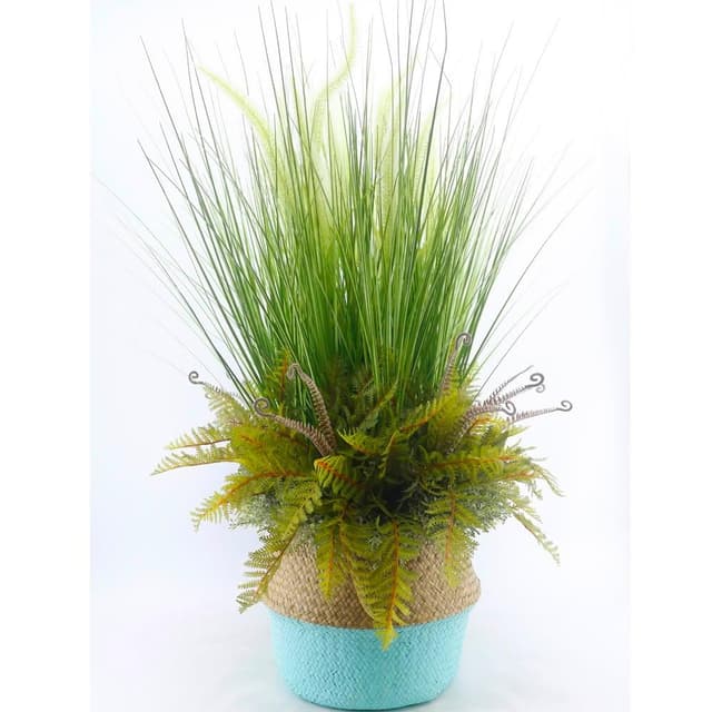 【HUGO DECO 榆果傢飾】高擬真蘆葦藤籃植栽 免運專人配送限雙北市佈置/仿真植物/綠化/落地植物/喬遷