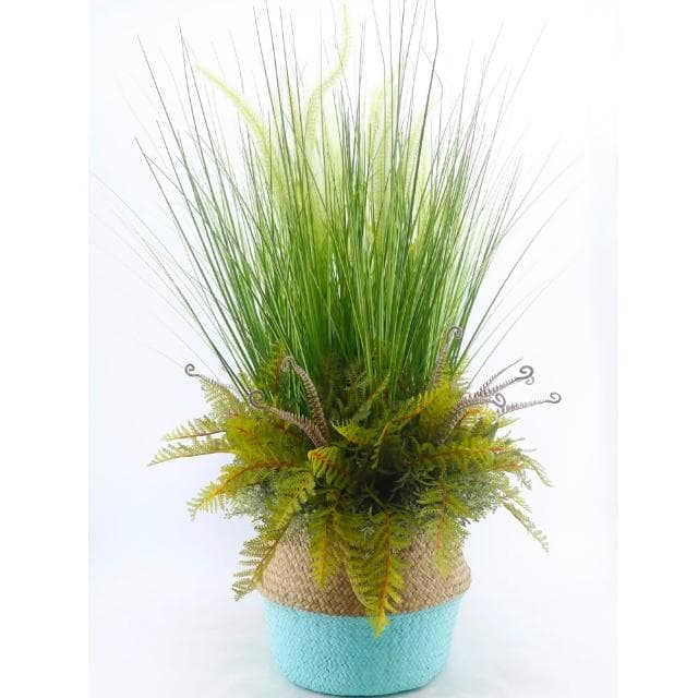 【HUGO DECO 榆果傢飾】高擬真蘆葦藤籃植栽 免運專人配送限雙北市佈置/仿真植物/綠化/落地植物/喬遷