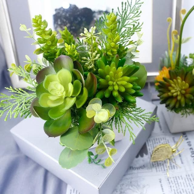 【HUGO DECO 榆果傢飾】小寶石蓮多肉香氛植栽(擬真植物/人造盆栽/綠化/佈置/禮物)