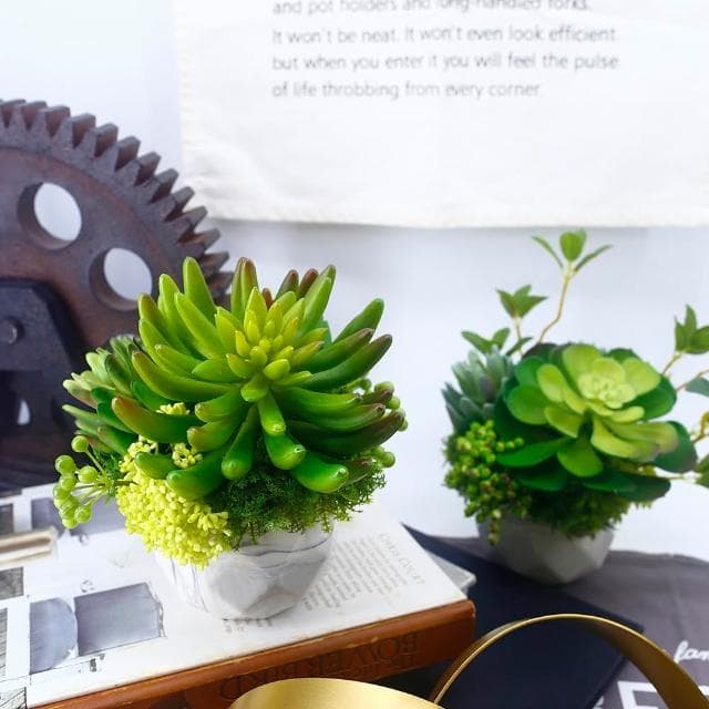 【HUGO DECO 榆果傢飾】手指蓮多肉香氛植栽(擬真植物/人造盆栽/綠化/佈置/禮物)