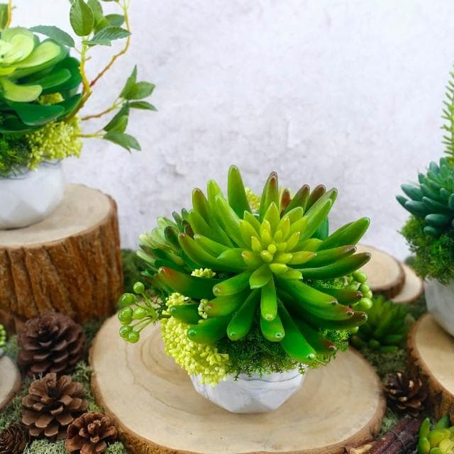 【HUGO DECO 榆果傢飾】手指蓮多肉香氛植栽(擬真植物/人造盆栽/綠化/佈置/禮物)