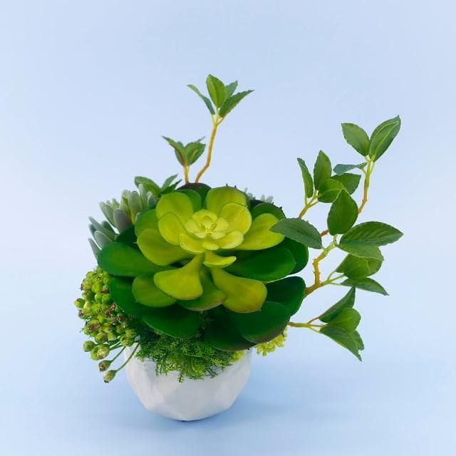 【HUGO DECO 榆果傢飾】大寶石蓮枝芽多肉盆栽(擬真植物/人造盆栽/綠化/佈置/禮物)