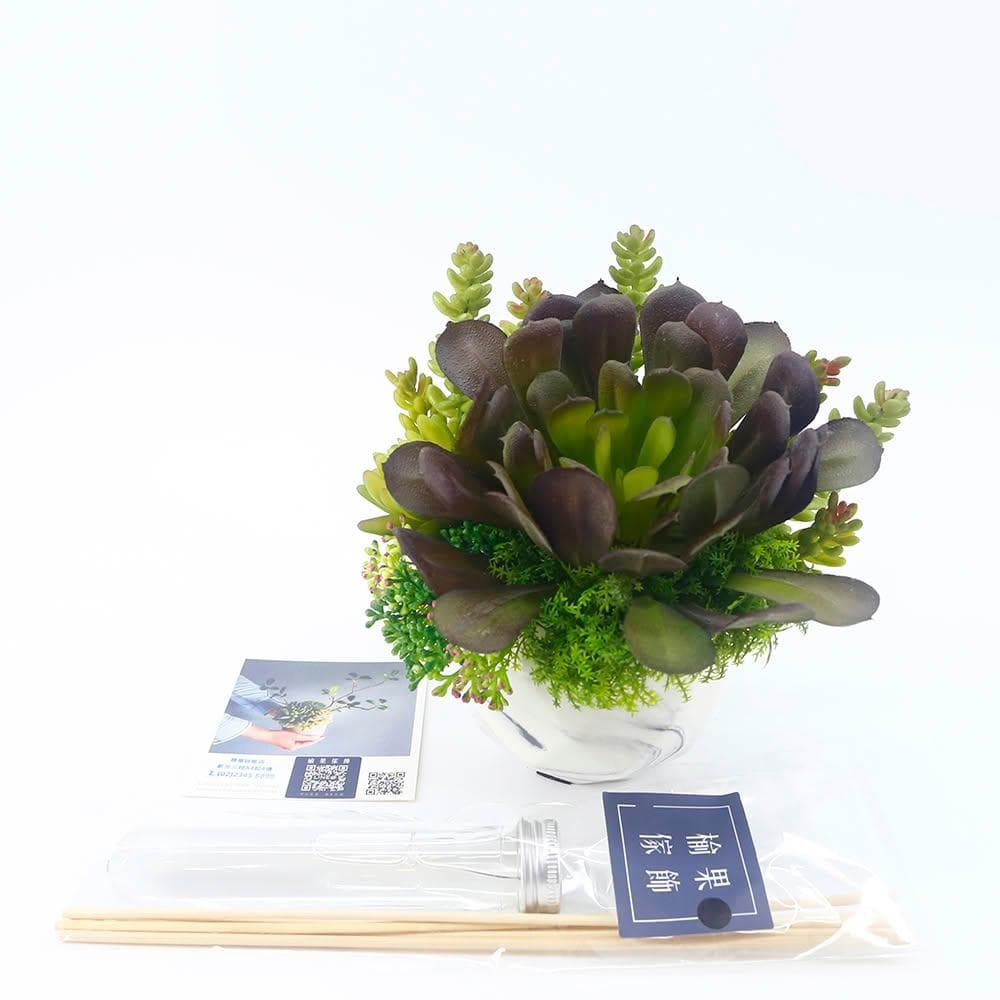 【HUGO DECO 榆果傢飾】黑法師多肉香氛盆栽(擬真植物/人造盆栽/綠化/佈置/禮物)