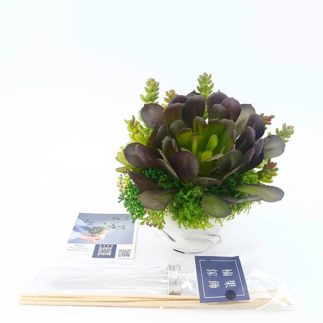 【HUGO DECO 榆果傢飾】黑法師多肉香氛盆栽(擬真植物/人造盆栽/綠化/佈置/禮物)