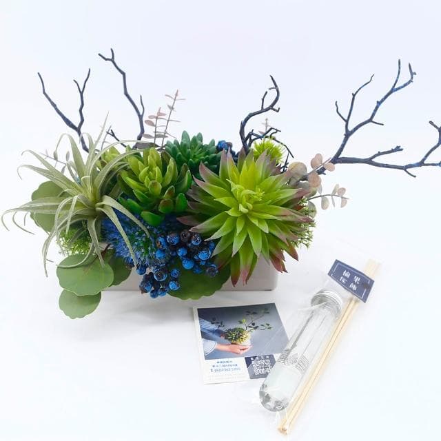 【HUGO DECO 榆果傢飾】藍樹枝空氣鳳梨香氛植物(擬真植物/人造盆栽/綠化/佈置/禮物)