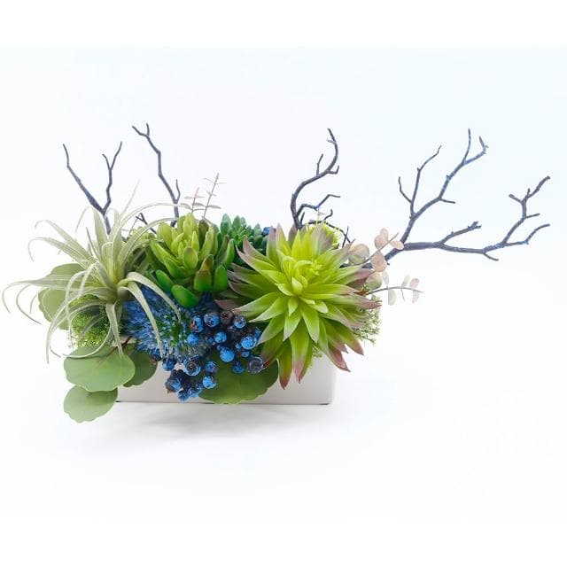 【HUGO DECO 榆果傢飾】藍樹枝空氣鳳梨香氛植物(擬真植物/人造盆栽/綠化/佈置/禮物)