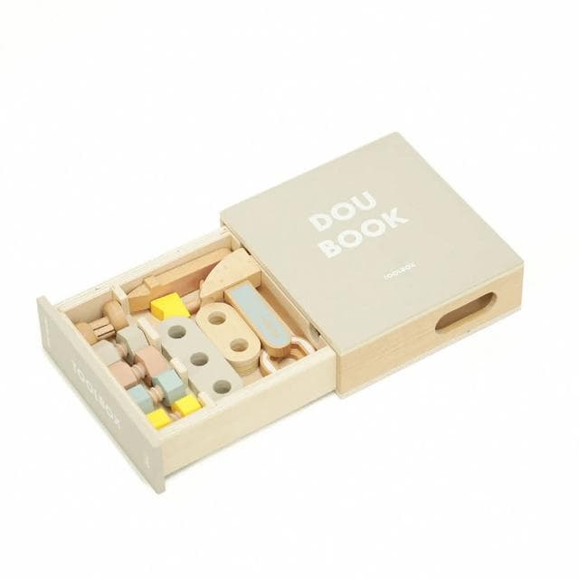 日本 dou toy Dou Book 系列  木製工具箱零件組(兒童節、生日禮物、週歲禮、木製玩具)