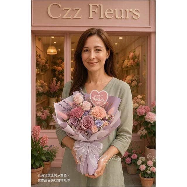 永生康乃馨擴香花束-優雅奢華款-大 (母親節花束/長輩送禮/媽媽最愛/母親節花禮)