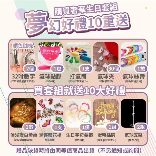 12H快速出貨 (氣球快易送)  超奢華生日套餐 生日氣球 生日派對 氣球套組 網美打卡 慶生 生日禮物 派對小物 diy佈置