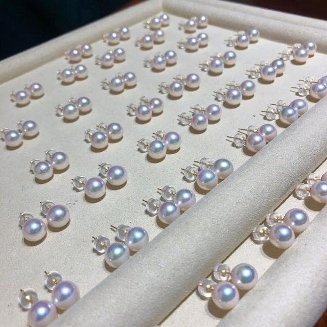 【WhiteKuo】18k經典日本海水珍珠akoya耳針7-8mm(18K akoya 珍珠 耳針)